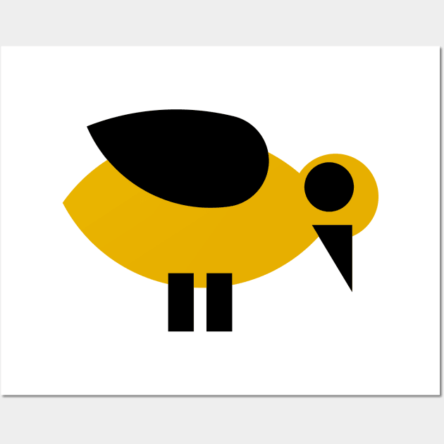 Koloman Moser Basic Bird - Yellow Wall Art by Raw-Run